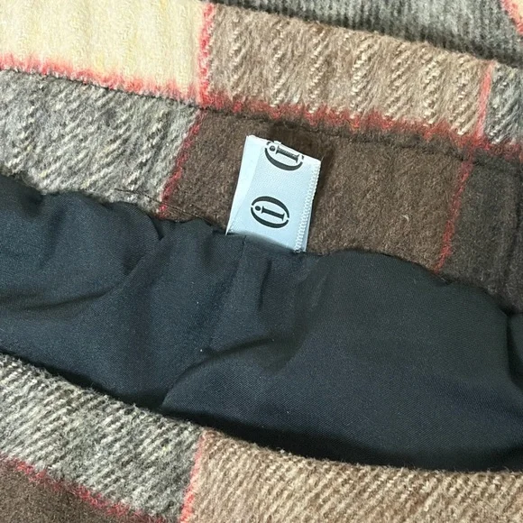 Plaid A-Line Midi Skirt Brown Tan Wool Blend High Waisted Fall Winter XS - Picture 6 of 7